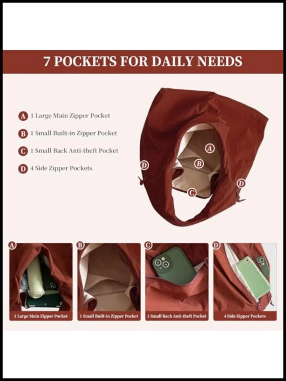 Large Slouchy Nylon Hobo Tote Shoulder Bag Travel Gym Work